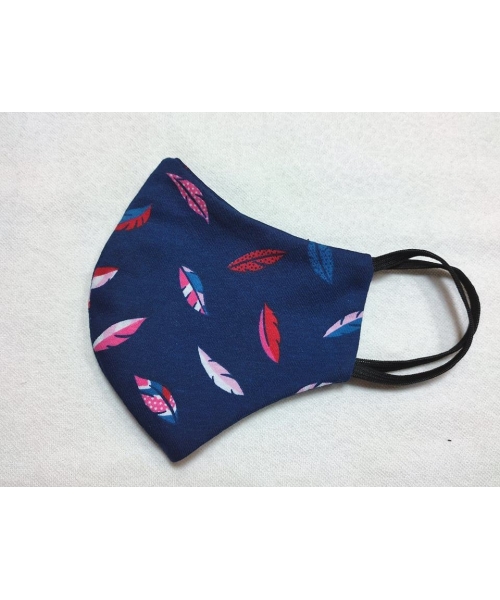 Granatowa Maska Ochronna z bawełny dwuwarstwowa - listeczki